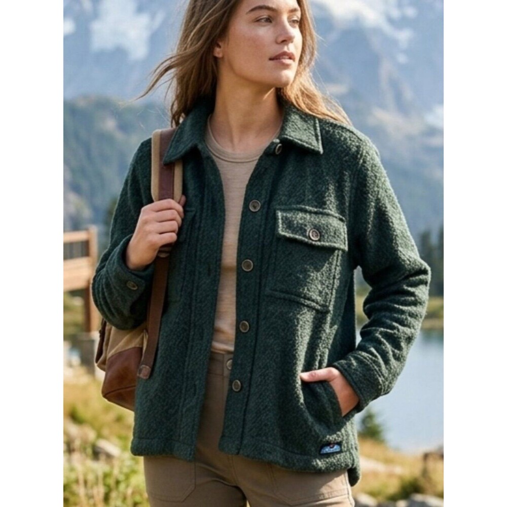 Kavu Acacia Womens Hemlock Color Button-Front Shacket Jacket Small